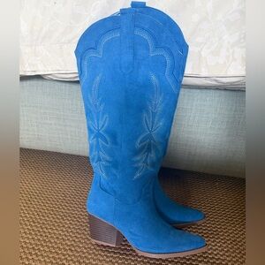 Blue Suede Western Boots